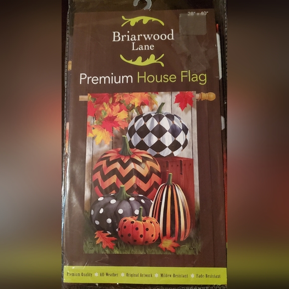 Autumn Pattern Pumpkin Fall Premium House Garden Flag 28" X 40" Briarwood Lane - Picture 2 of 6